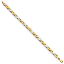 Load image into Gallery viewer, 14k Two-tone Brushed and Polished Fancy Link 8in Bracelet
