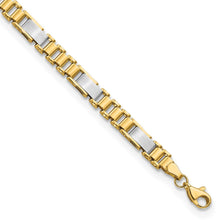 Load image into Gallery viewer, 14k Two-tone Brushed and Polished Fancy Link 8in Bracelet
