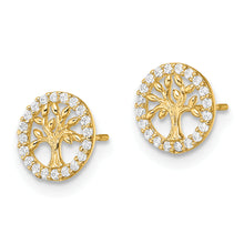 Load image into Gallery viewer, 14K Madi K Polished White CZ Tree of Life Post Earrings
