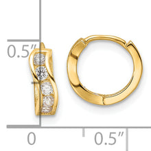 Load image into Gallery viewer, 14k Madi K Polished CZ Wavy Hinged Huggie Hoop Earrings
