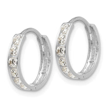 Load image into Gallery viewer, 14k White Gold Madi K CZ Children&#39;s Hinged Hoop Earrings
