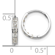 Load image into Gallery viewer, 14k White Gold Madi K CZ Children&#39;s Hinged Hoop Earrings
