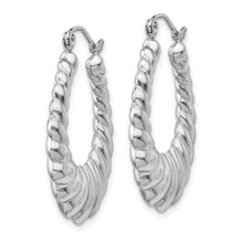 Load image into Gallery viewer, 14k White Gold Polished Scalloped Hoop Earrings

