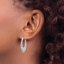 Load image into Gallery viewer, 14k White Gold Polished Scalloped Hoop Earrings
