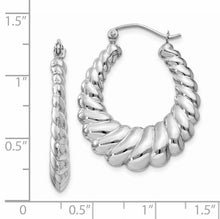 Load image into Gallery viewer, 14k White Gold Polished Scalloped Hoop Earrings
