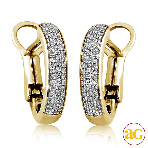 10KY 0.20CTW DIAMOND HOOP EARRINGS [ROUNDED EDGE]