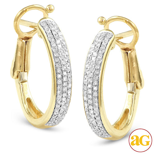 10KY 0.25CTW DIAMOND HOOP EARRINGS [ROUNDED EDGE]