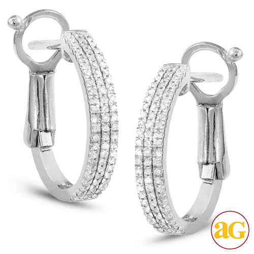 10KW 0.25CTW DIAMOND HOOP EARRINGS [FLAT EDGE]