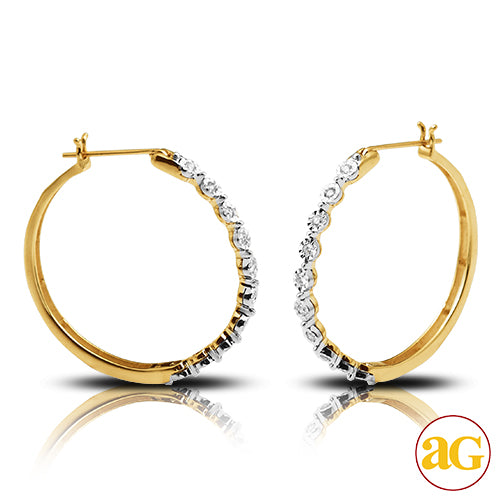 10KY 0.25CTW ILLUSION SET DIAMOND HOOP EARRINGS