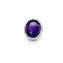 Load image into Gallery viewer, Platinum Cocktail Ring – 31.77ct Amethyst &amp; 2.00ct Natural Diamond Accents
