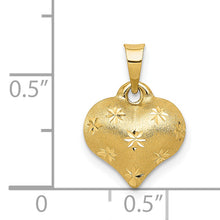 Load image into Gallery viewer, 14K Polished and Satin Diamond-cut 3-D Puffed Heart Pendant
