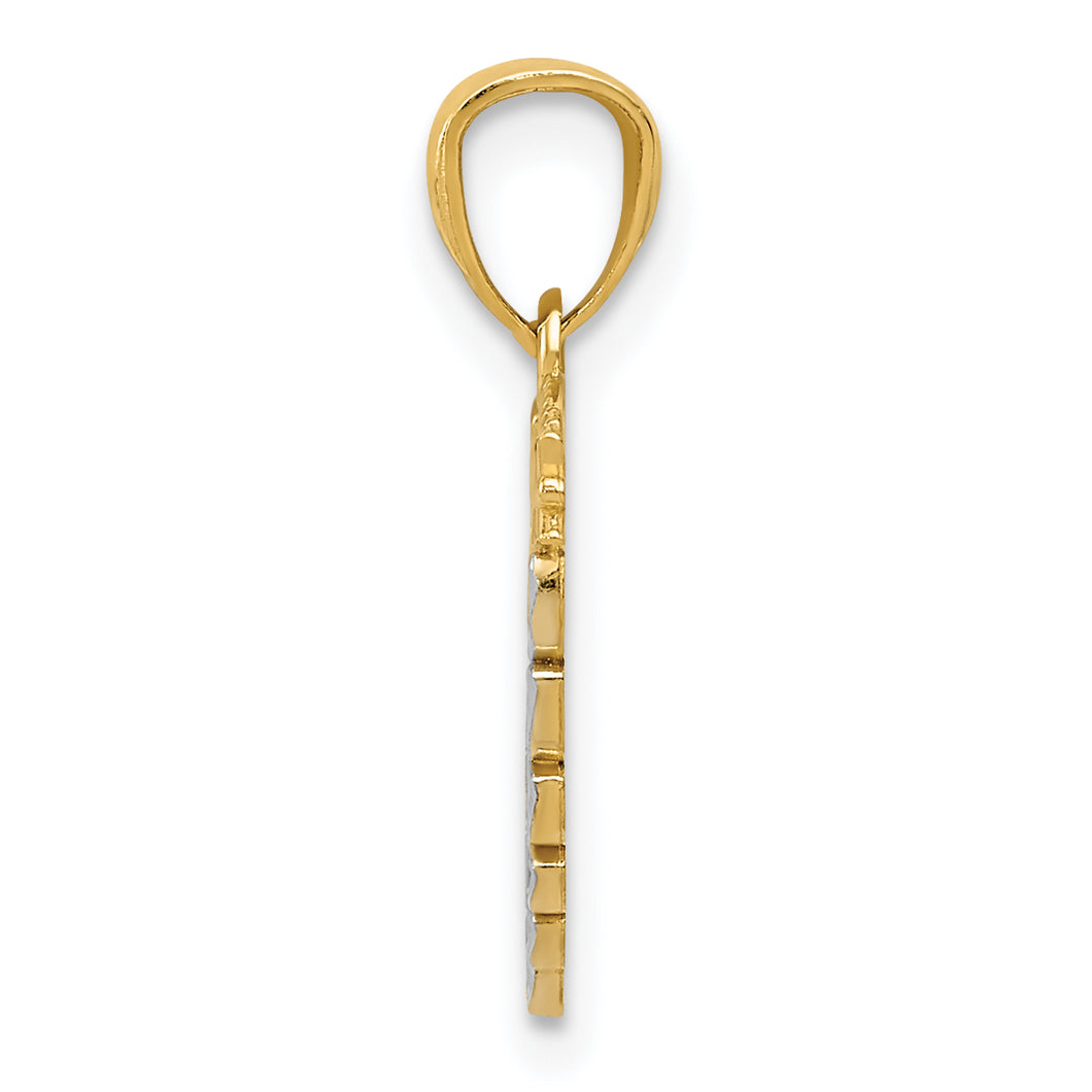 14k and Rhodium I LOVE YOU Heart Pendant