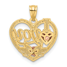 Load image into Gallery viewer, 14k Two-tone w/White Rhodium I LOVE YOU Heart Pendant
