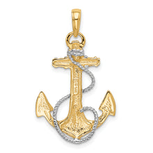 Load image into Gallery viewer, 14K w/ Rhodium Anchor W/Rope Pendant
