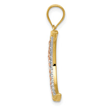Load image into Gallery viewer, 14K Two-tone w/White Rhodium Diamond-cut Moon Pendant

