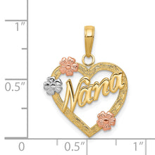 Load image into Gallery viewer, 14K Tri-color NANA in Heart with Flowers Pendant

