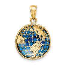 Load image into Gallery viewer, 14K Blue Enameled Globe Pendant

