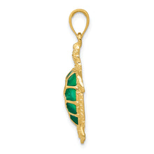 Load image into Gallery viewer, 14K Green Enameled Sea Turtle Pendant
