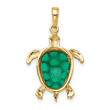 Load image into Gallery viewer, 14K Green Enameled Sea Turtle Pendant
