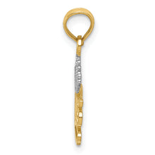 Load image into Gallery viewer, 14k w/Rhodium Polished PRINCESS with Crown Pendant
