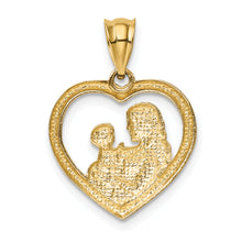 Load image into Gallery viewer, 14k Polished and Satin Mom/Baby Heart Charm
