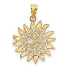 Load image into Gallery viewer, 14k Polished Filigree Sun Pendant
