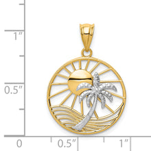 Load image into Gallery viewer, 14K Two-tone Sun and Palm Tree Pendant
