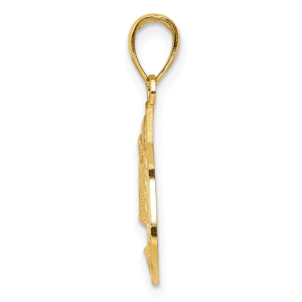 14k w/Rhodium Police Badge Pendant