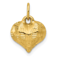 Load image into Gallery viewer, 14K Polished Basket Weave Pattern 3-D Heart Pendant
