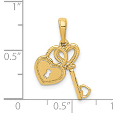 Load image into Gallery viewer, 14K Polished Moveable Heart Key and Heart Lock Charm
