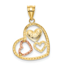 Load image into Gallery viewer, 14K Two-tone w/White Rhodium Polished Hearts Pendant
