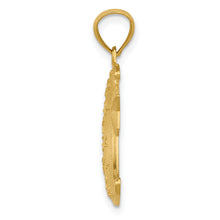 Load image into Gallery viewer, 14k Gold Polished and Textured Moon and Stars Pendant
