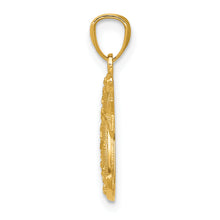 Load image into Gallery viewer, 14k Gold Polished and Textured Moon and Stars Pendant
