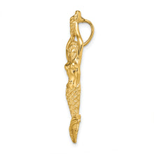 Load image into Gallery viewer, 14K Gold Polished / Textured Mermaid Chain Slide Pendant

