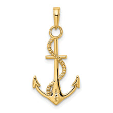 Load image into Gallery viewer, 14K Gold Polished Anchor W/Rope Pendant
