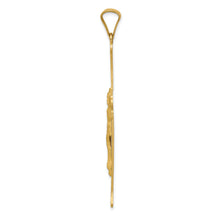 Load image into Gallery viewer, 14k Polished, Satin and Diamond-cut Crucifix Cross Pendant
