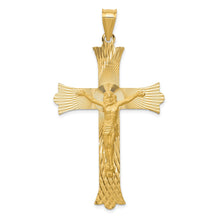 Load image into Gallery viewer, 14k Polished, Satin and Diamond-cut Crucifix Cross Pendant
