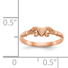 Load image into Gallery viewer, 14K Rose Gold Textured Mini Heart Baby Ring
