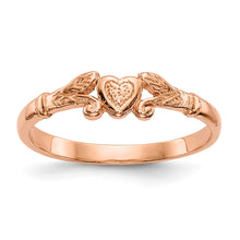 Load image into Gallery viewer, 14K Rose Gold Textured Mini Heart Baby Ring
