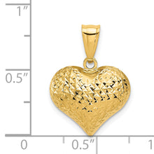 Load image into Gallery viewer, 14K Polished and Textured 3-D Heart Pendant
