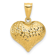 Load image into Gallery viewer, 14K Polished and Textured 3-D Heart Pendant
