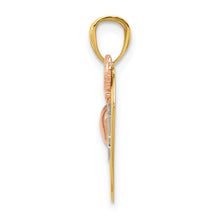 Load image into Gallery viewer, 14k Two-tone w/White Rhod I LOVE YOU Heart w/Butterfly Pendant
