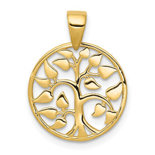 Load image into Gallery viewer, 14k Gold Polished Tree in Circle Pendant
