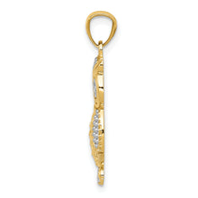 Load image into Gallery viewer, 14K w/ Rhodium Polished / Textured Owl Pendant
