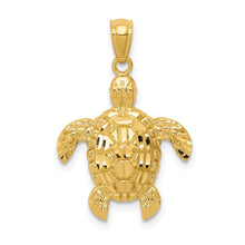 Load image into Gallery viewer, 14k Diamond-cut Polished Sea Turtle Pendant
