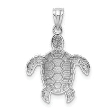 Load image into Gallery viewer, 14k White Gold Diamond-cut Polished Sea Turtle Pendant
