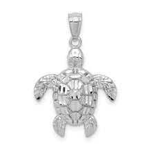 Load image into Gallery viewer, 14k White Gold Diamond-cut Polished Sea Turtle Pendant

