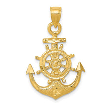 Load image into Gallery viewer, 14k Satin Diamond-cut Anchor Pendant
