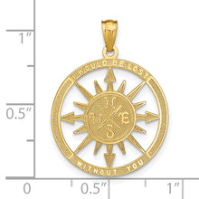 Load image into Gallery viewer, 14K Satin / Polished Lost Without You Compass Pendant

