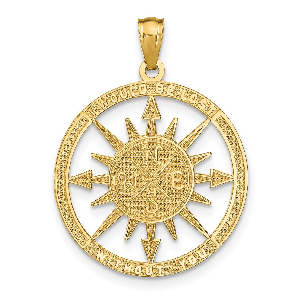 14K Satin / Polished Lost Without You Compass Pendant
